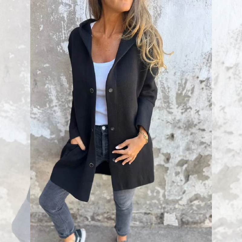 Janey | Casual Blazer met knopen & capuchon